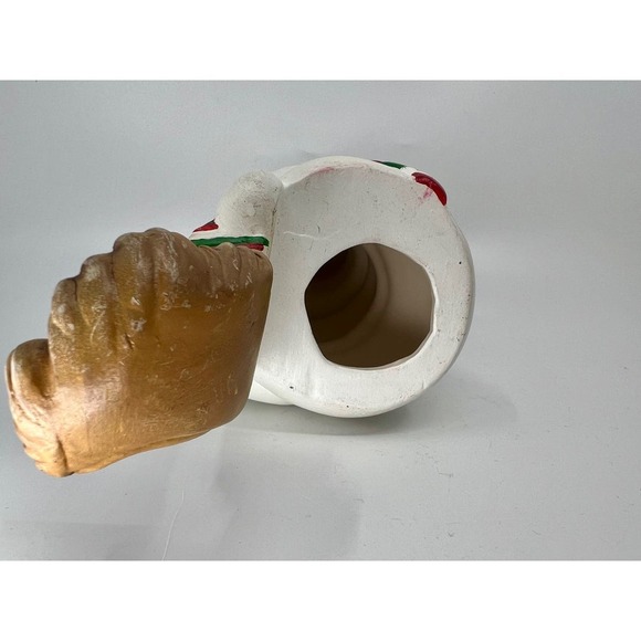 Ceramic Hand Paintd Snowman & Santa Claus Christmas Stocking Holder Shelf Sitter - Picture 5 of 5